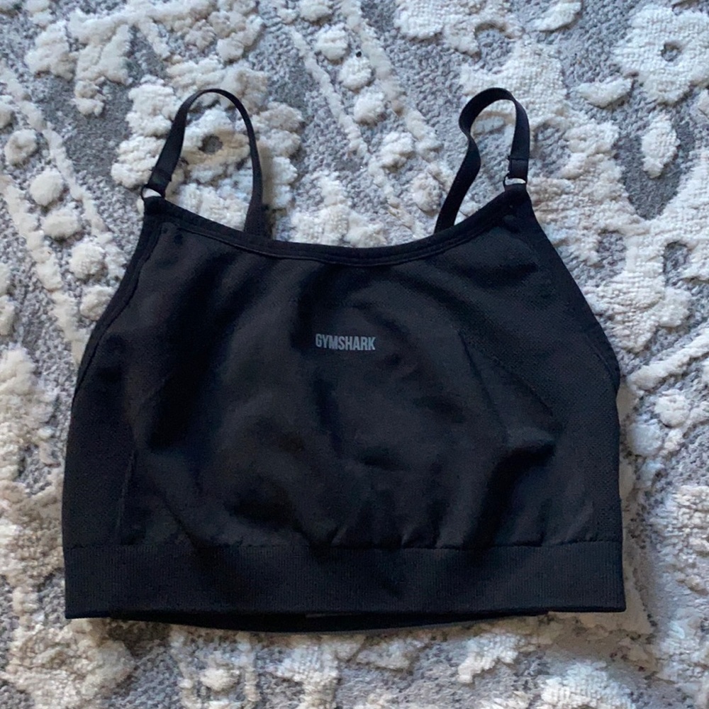 BLACK GYMSHARK STRAPPY FLEX SPORTS BRA